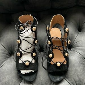 Rebecca Minikoff Kyla Ghillie Black Suede Lace up Gladiator Sandal